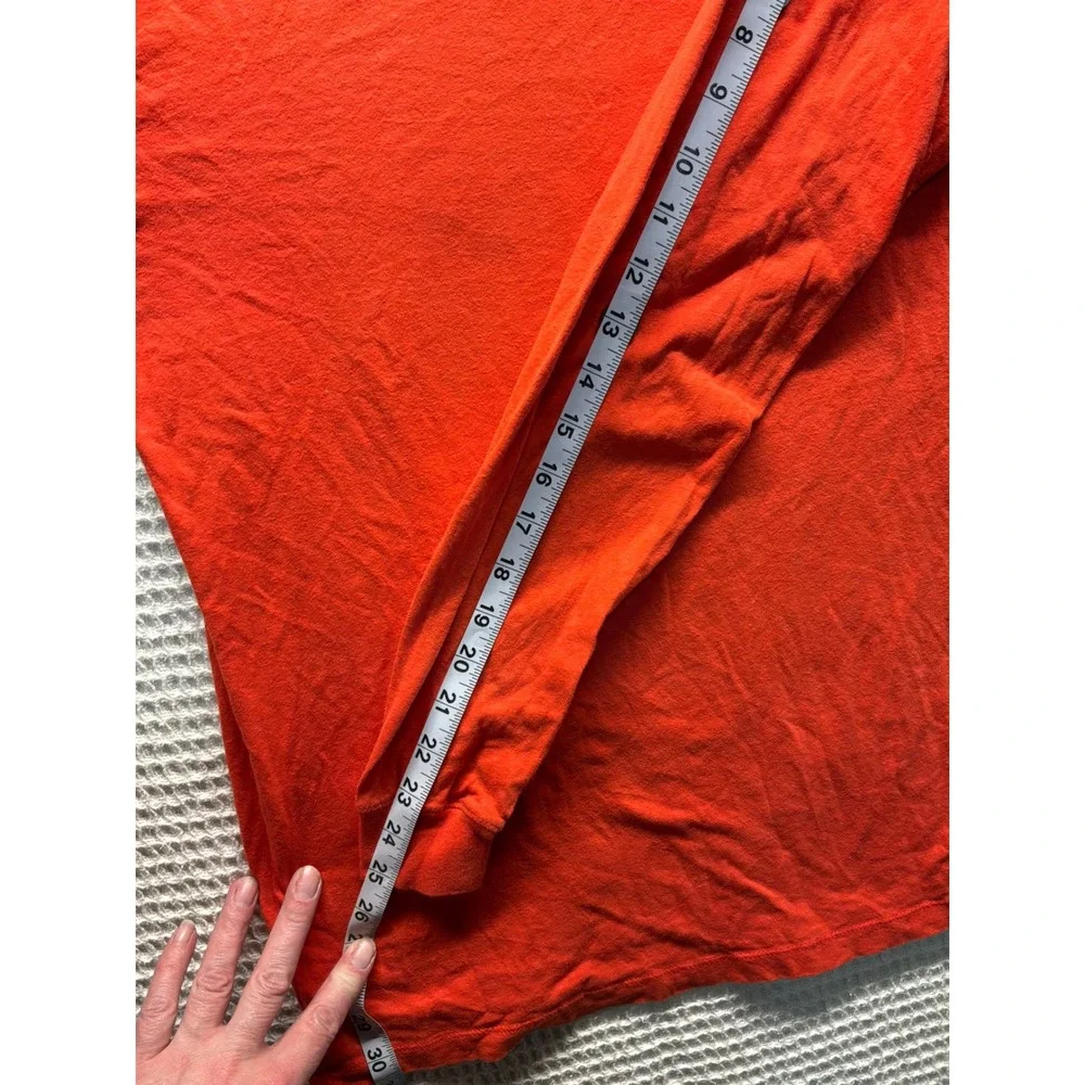 The North Face Long Sleeve T-Shirt Mens M‎ Orange Red Box Logo NF0A3L3E